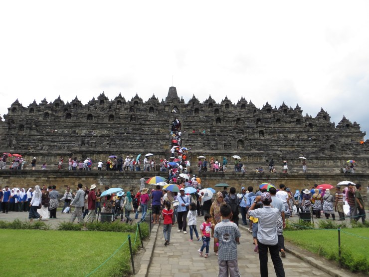Borobudur Temple, a 9th-century Mahayana Buddhist Temple in Magelang, a little bit outside of Jogja.
