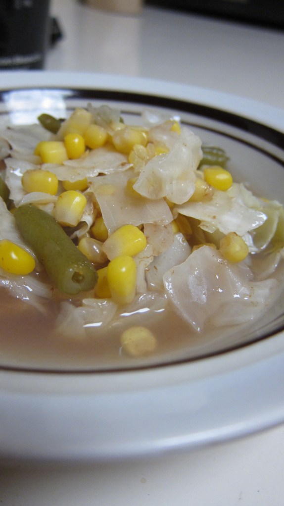 Sweet Corn, Green Beans, and Cabbage in Tamarind Soup
