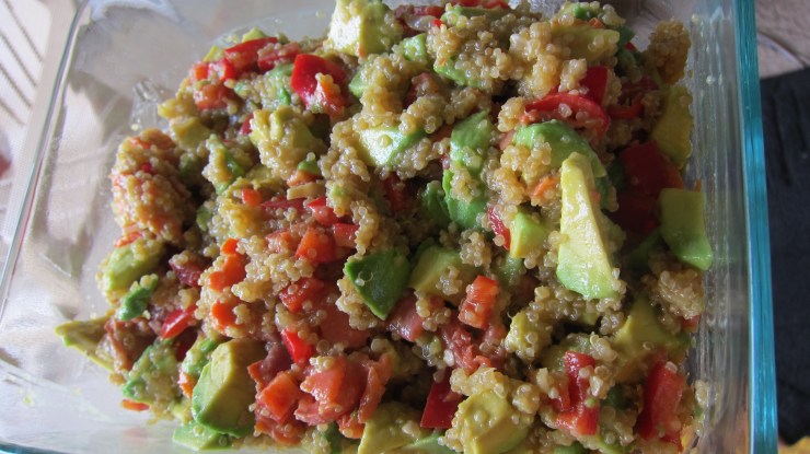 Quinoa salad with smoked salmon, avocado, and peppers by Tiny Chili Pepper